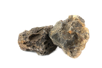 Basalt rock isolate on white background
