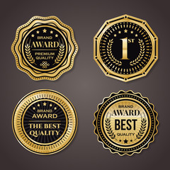 Golden badge collection. elegant black and golden design elements - shields, labels.