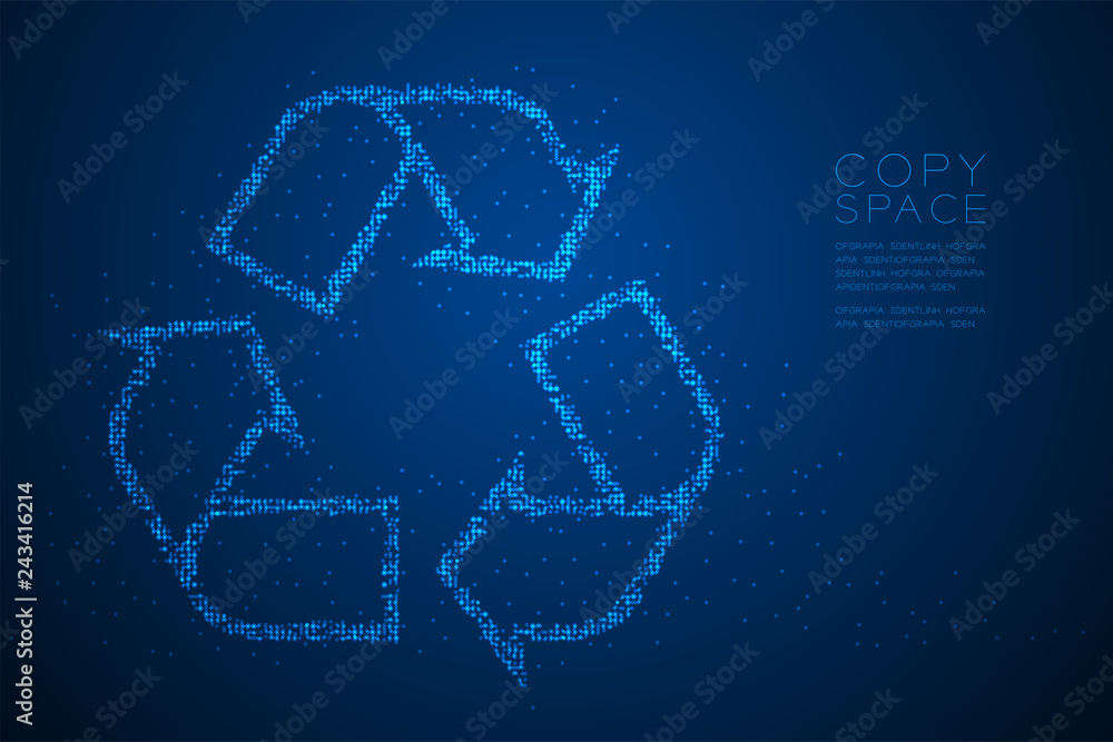 Aufkleber abstract geometric bokeh circle dot pixel pattern recycle sign, environment conservation concept des