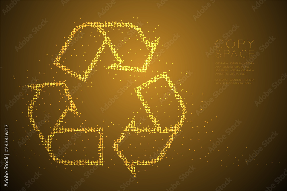 Poster abstract geometric bokeh circle dot pixel pattern recycle sign, environment conservation concept des
