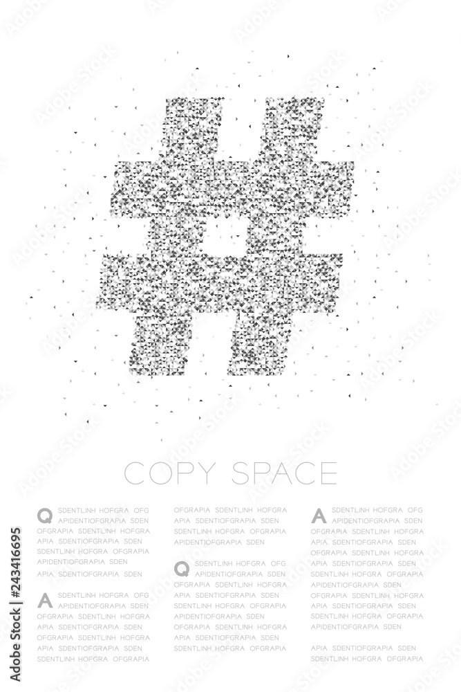 Aufkleber abstract geometric low polygon square box pixel and triangle pattern hashtag sign, social network co