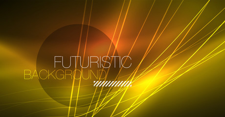 Neon glowing magic background, neon banner, night sky wallpaper. Magic light effect. Christmas abstract pattern.