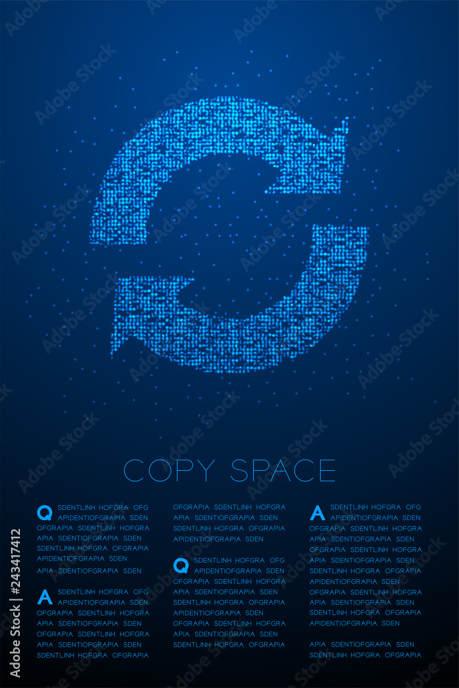 Aufkleber abstract geometric bokeh circle dot pixel pattern sync sign icon, data technology concept design blu