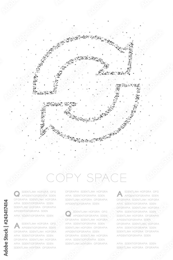 Aufkleber abstract geometric low polygon square box pixel and triangle pattern sync sign icon, data technology