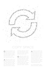 Abstract Geometric Low polygon square box pixel and Triangle pattern Sync sign icon, Data technology concept design black color illustration on white background with copy space, vector eps 10