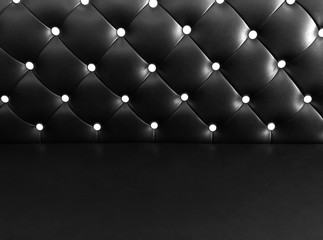 shameless beautiful dark leather sofa, background of white buttoned on luxury black leather pattern, Vip luxury black leather background with buttons, vintage leather cushion black color background