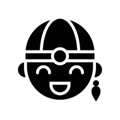 Chinese boy face vector, Chinese New Year related solid style icon