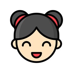 Chinese girl face vector, Chinese New Year related filled style icon editable stroke