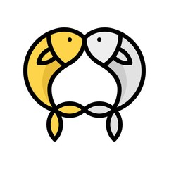 Gold and silver fish vector, Chinese New Year related filled style icon editable stroke