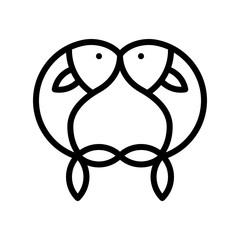 Gold and silver fish vector, Chinese New Year related line style icon editable stroke