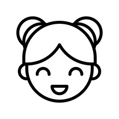 Chinese girl face vector, Chinese New Year related line style icon editable stroke