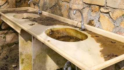 Verdrecktes Handwaschbecken