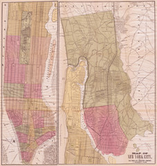 Old Map of New York City, 1863, Fisk and Russell
