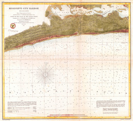 Old Map or Chart of Mississippi City Harbor, Mississippi, 1857, U.S. Coast Survey 