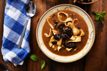 Traditional homemade mushroom soup