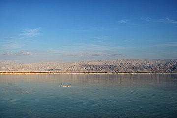 Dead Sea seascape lit by the evening sun
