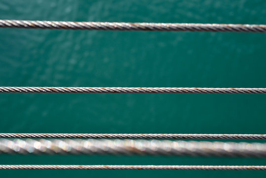 steel ropes with sea water background 