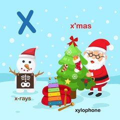 Illustration Isolated Alphabet Letter X-x-rays,xylophone,x'mas.vector