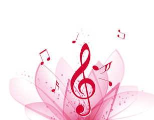 譜面　音楽　五線譜　ト音記号　フラワーアレンジ