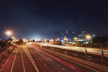 Fototapeta na wymiar Perth Cityscape at Night Long Exposure