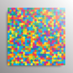 The Color Pieces Background Puzzle. Jigsaw Banner.