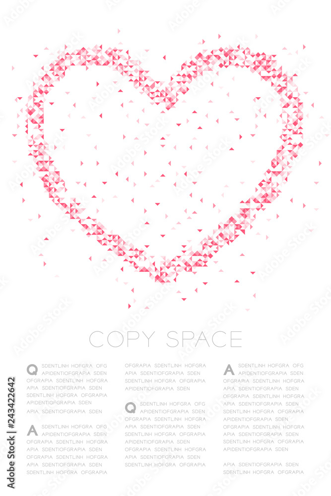 Aufkleber heart icon abstract geometric low polygon square box pixel and triangle pattern, valentine's day con