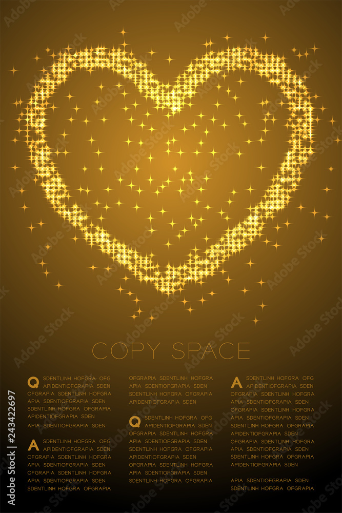 Aufkleber heart icon abstract shiny bokeh light star pattern, valentine's day concept design gold color illust