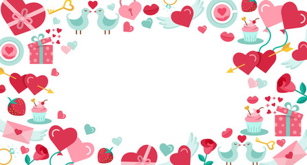 Valentines day background with icon set.