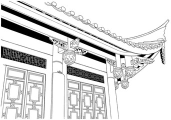 漫画風ペン画イラスト 海外 街並 Wall Mural Wallpaper Murals Haikeisouko