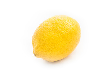 Ripe lemon isolated on white background - fresh citrus fruit photography, Vitamin C source