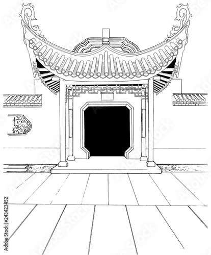 漫画風ペン画イラスト アジア風 Wall Mural Wallpaper Murals Haikeisouko 漫画風ペン画イラスト アジア風 Wall Mural Wallpaper Murals Haikeisouko