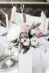 snow covered wedding bouquet, decorations