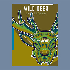 Wild deer / Emblem / Wood carving style vintage illustration - Vector