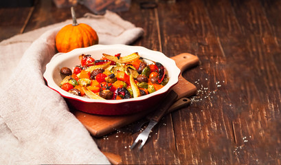 Grilled Mushrooms and Vegetables. Vegetarian food concept. 