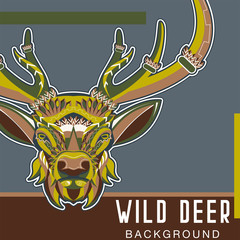 Colorful deer illustration. Background with wild animal