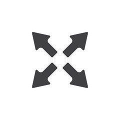 Expand arrows vector icon. filled flat sign for mobile concept and web design. Four direction arrows simple solid icon. Symbol, logo illustration. Pixel perfect vector graphics