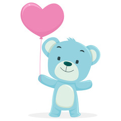 A small bears hold a balloon in valentine day
