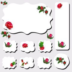 Floral templates with cute bunches of red roses. 