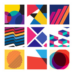 Multicolored Swiss graphic illustration set