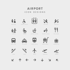 Airport service signs vector set