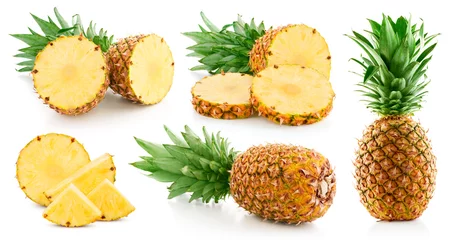 Fototapete Obst Ananas isoliert auf weiß