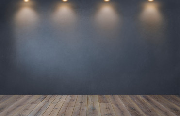 Dark gray wall with a row of spotlights in an empty room - Powered by Adobe