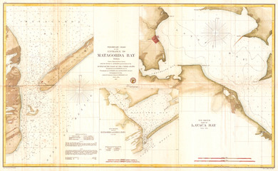 Old Map of Matagorda Bay and Lavaca Bay, Texas 1857, U.S. Coast Survey