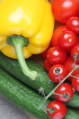 Bright vegetables at the table