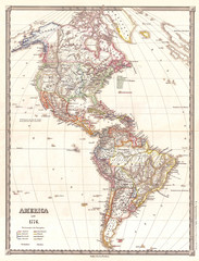 Old Map of the Americas Sprunner 1855