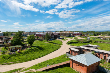 SOLOVKI, REPUBLIC OF KARELIA, RUSSIA - JUNE 27, 2018:The village of Solovetsky. The prison barrack of the period is USLON. It housed women prisoners. Currently, a dwelling house - obrazy, fototapety, plakaty