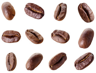 Coffee grains isolated on white background