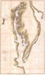 1851, U.S. Coast Survey Chart or Map of the Chesapeake Bay and Delaware Bay