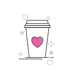 Wedding Icons Cup Love with Outline Filled Style