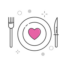 Wedding Icons Plate Love with Outline Filled Style